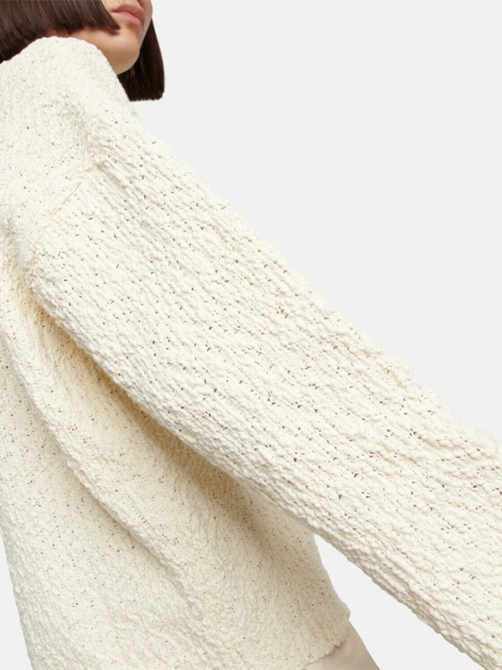 Toteme Cream Boucle Knit Cotton Crewneck Sweater - Picture 5 of 10